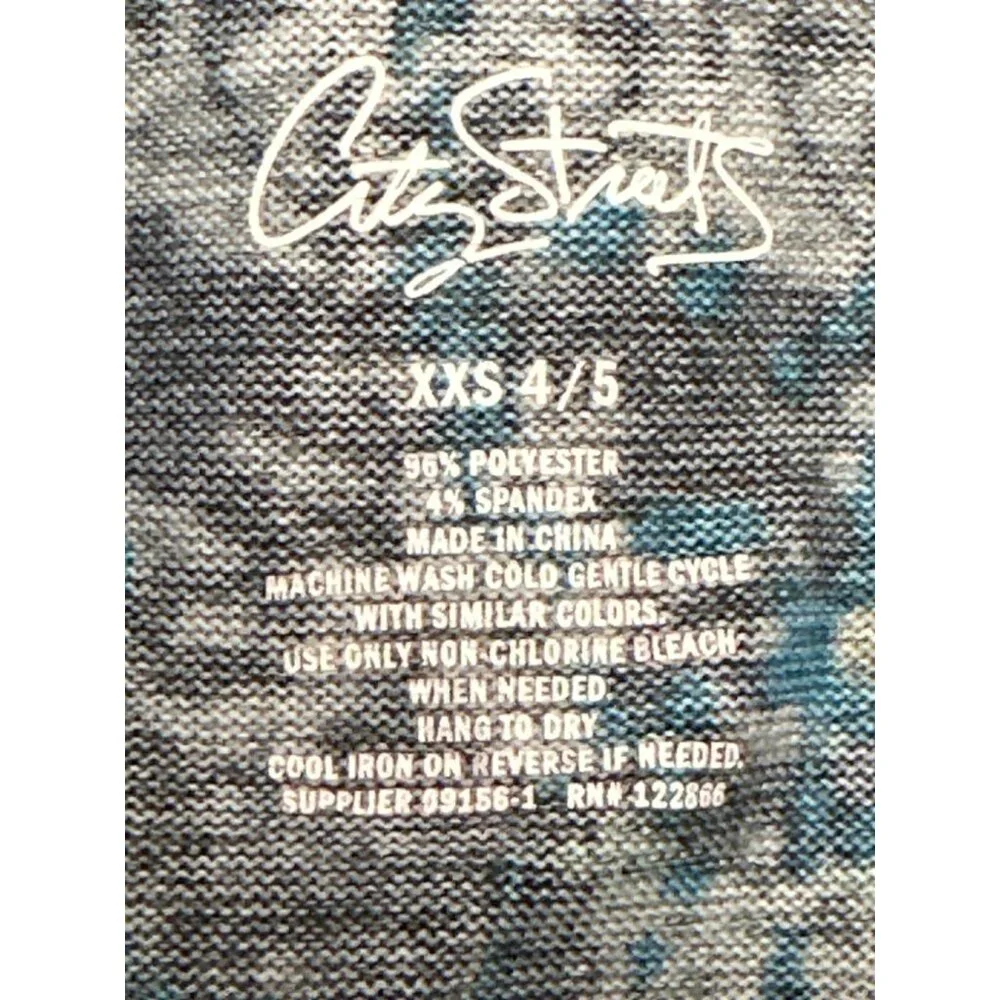 City Streets Girls XXS  Sleeve Floral Knit Top 96 Polyester 4 Spandex Black Blue - Picture 6 of 8